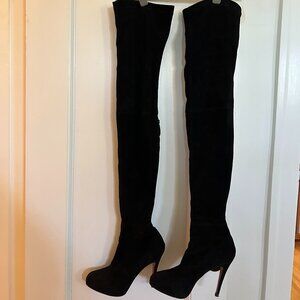 Brian Atwood Black thigh high suede ''sock'' boots - size IT 39